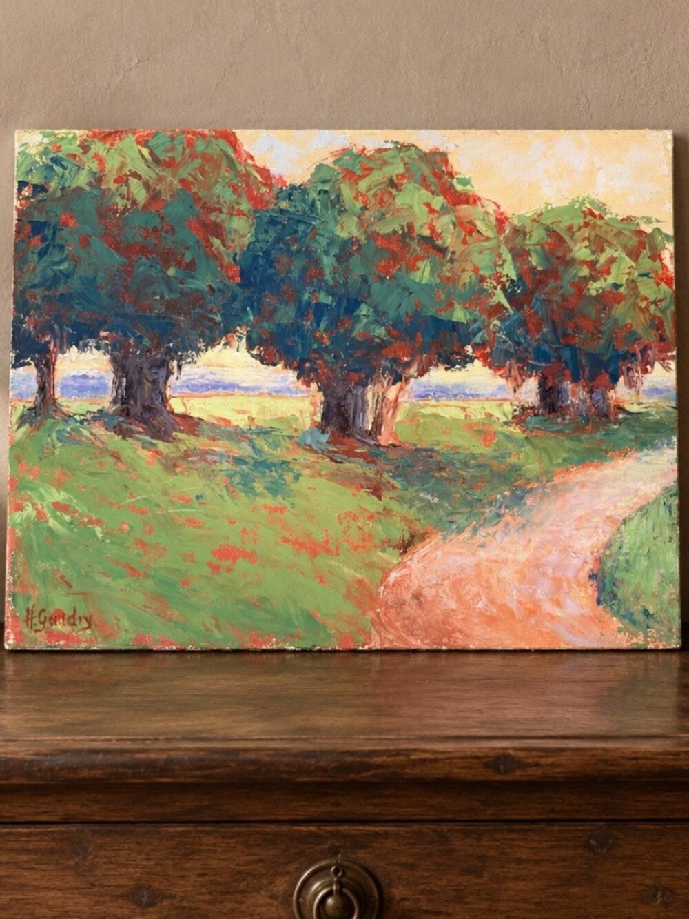 HEIDI GAUDRY Banyan Trees Impressionist Landscape Oil Painting Signed